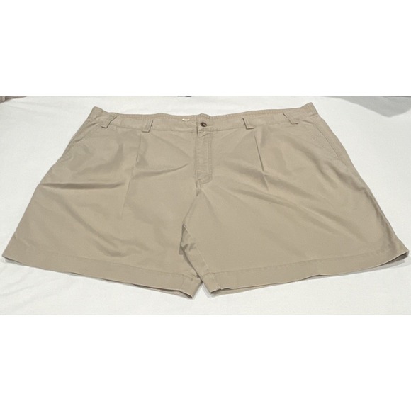 Eddie Bauer Other - Eddie Bauer Mens Pleated Chino Shorts Khaki Tan Cotton Elastic Waist Size 46